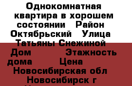 Однокомнатная квартира в хорошем состоянии › Район ­ Октябрьский › Улица ­ Татьяны Снежиной › Дом ­ 45/1 › Этажность дома ­ 10 › Цена ­ 10 000 - Новосибирская обл., Новосибирск г. Недвижимость » Квартиры аренда   . Новосибирская обл.,Новосибирск г.